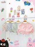  Quần thô shorts họa tiết sọc phối nơ bé gái ECOBAMBI - 8935334002005 