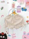  Quần thô shorts họa tiết sọc phối nơ bé gái ECOBAMBI - 8935334002005 