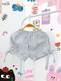  Quần thô shorts họa tiết sọc phối nơ bé gái ECOBAMBI - 8935334002005 
