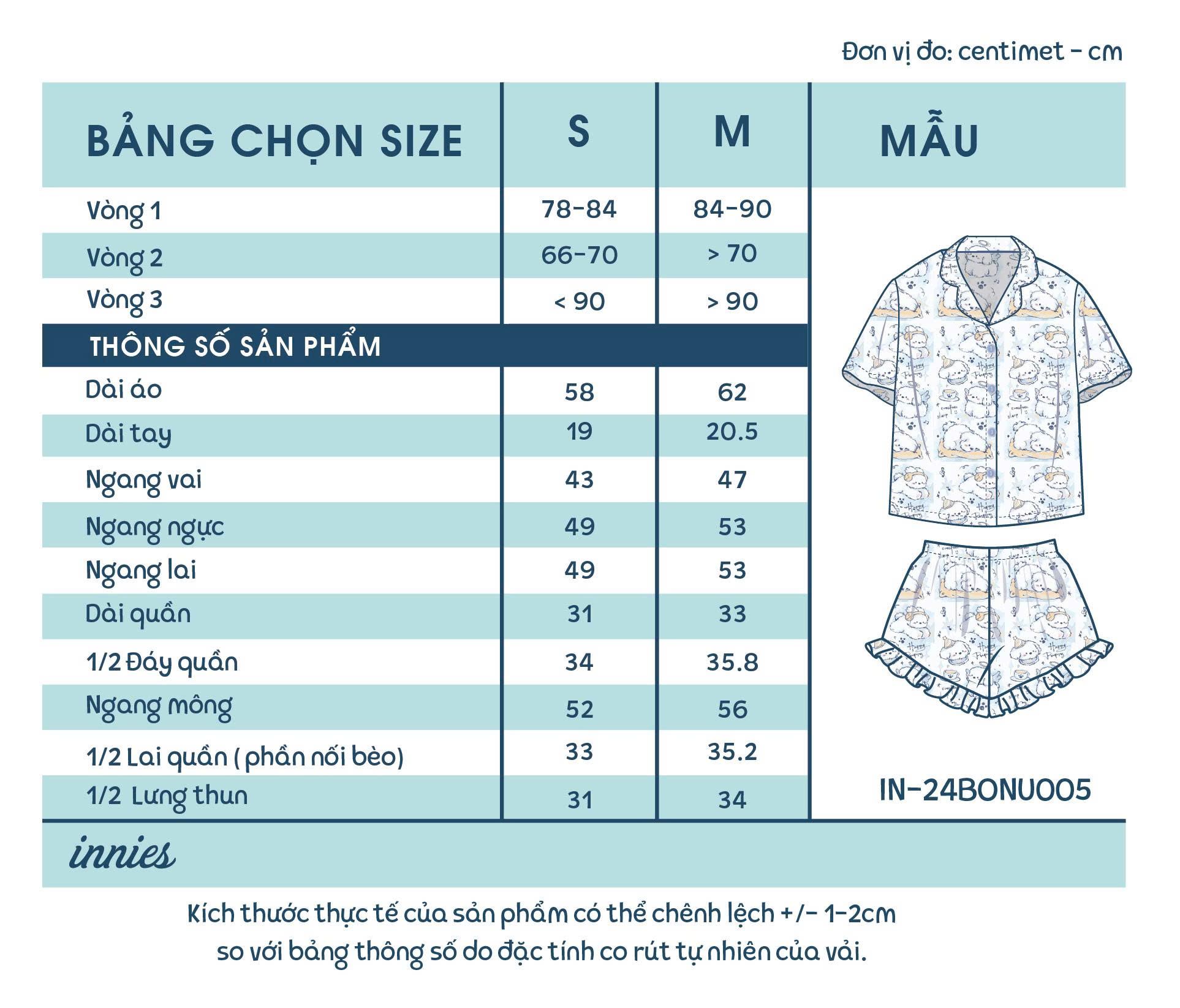  Pyjama cotton thô quần shorts nữ Innies - 8935334001138 