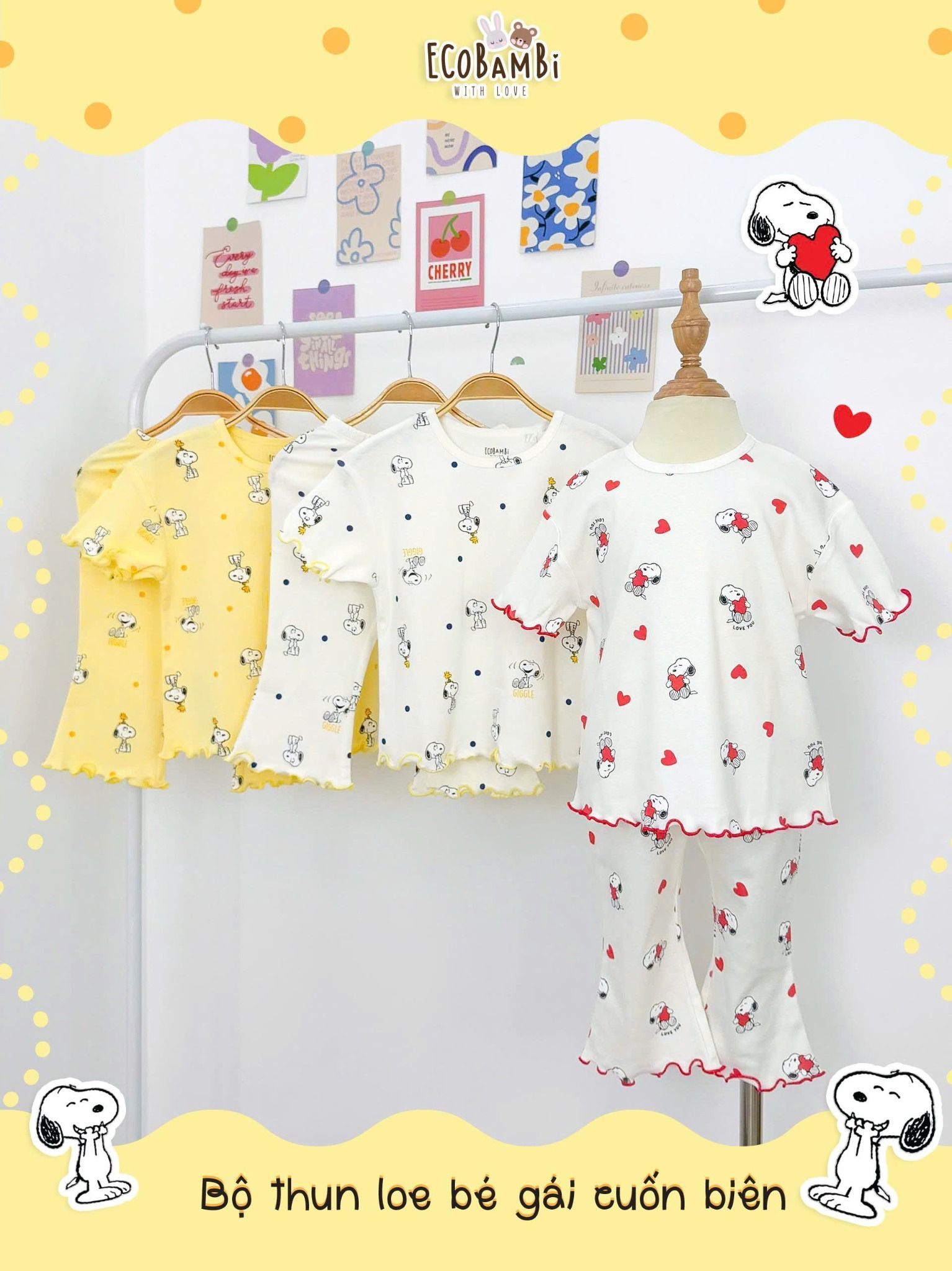  Bộ thun loe họa tiết form rộng bé gái ECOBAMBI - 8935334001824 