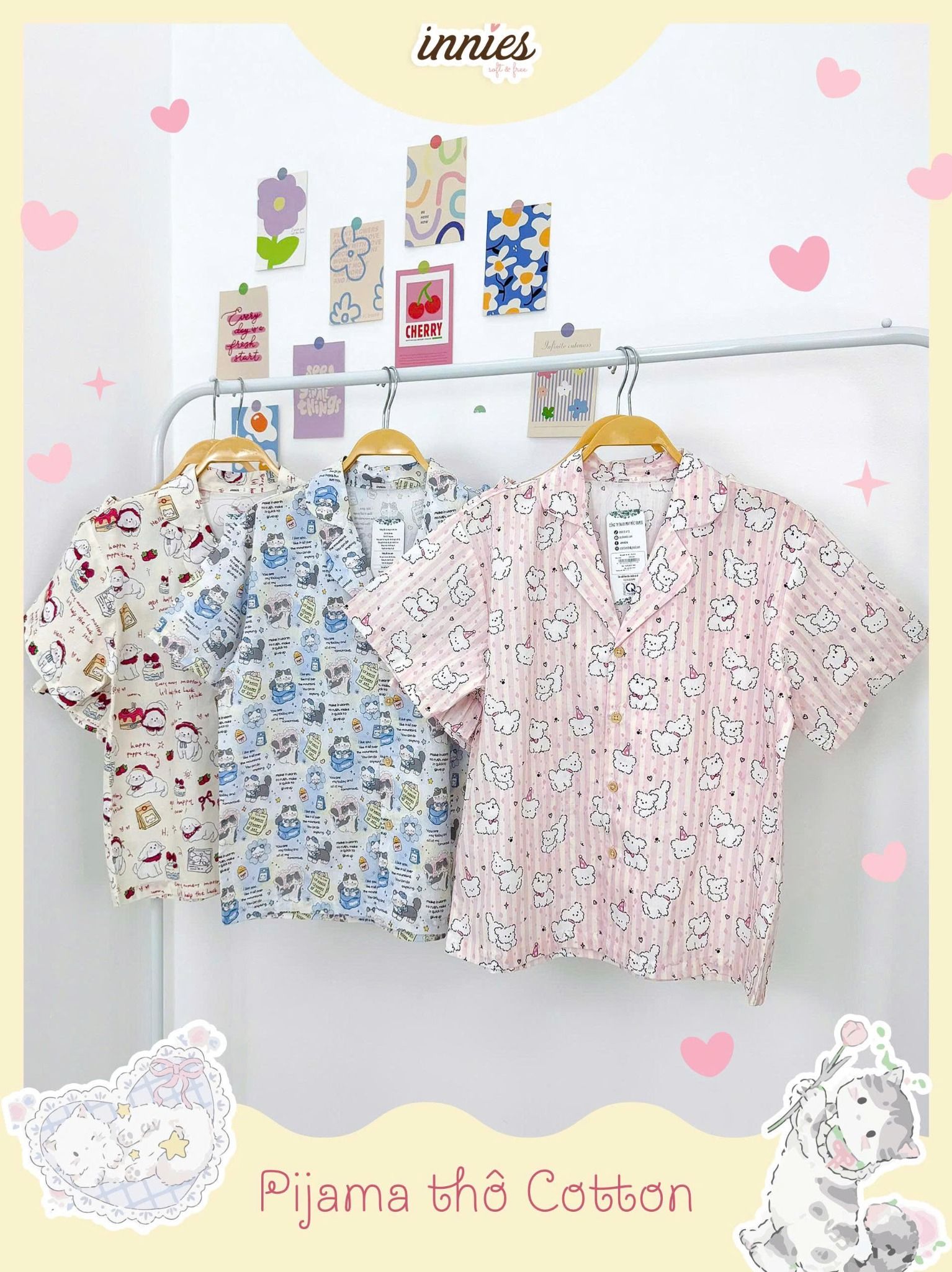  Pyjama cotton thô quần shorts nữ Innies - 8935334001138 