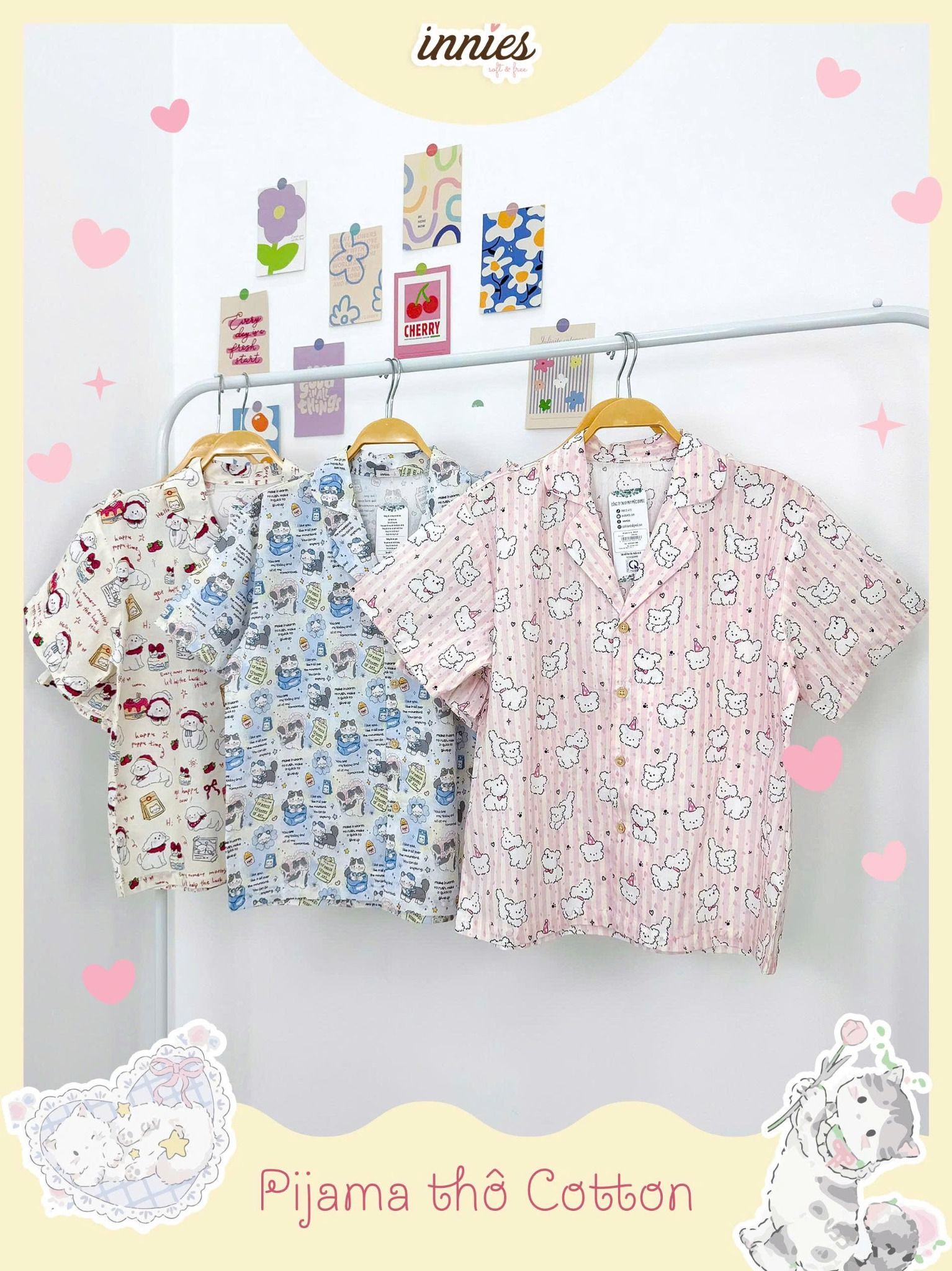  Pyjama cotton thô quần shorts nữ Innies - 8935334001138 