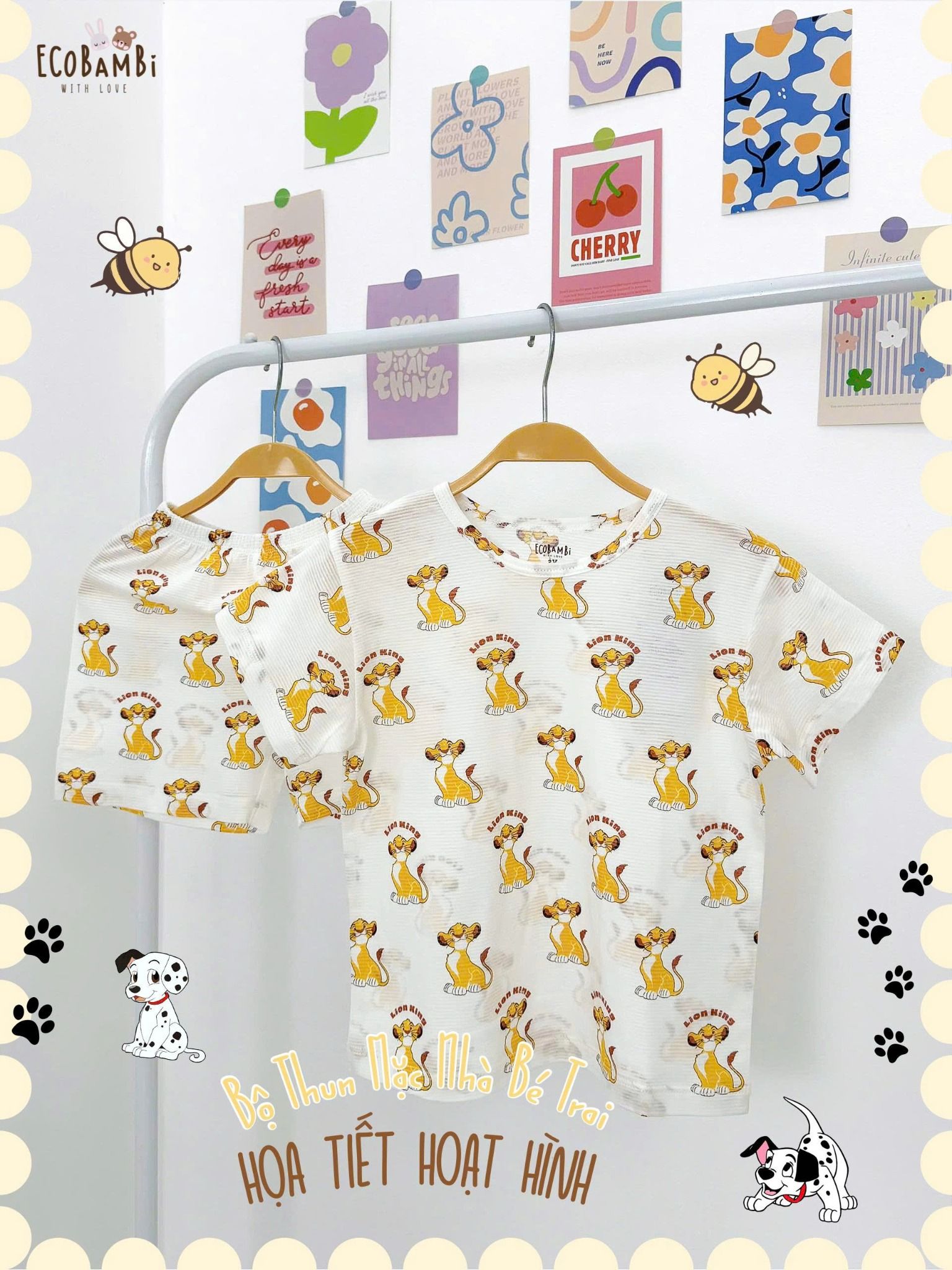  Bộ thun tay ngắn - quần lỡ in họa tiết bé trai ECOBAMBI - 8935334000520 