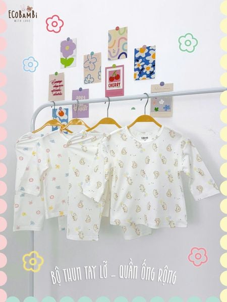  Bộ thun tay lỡ - quần lửng form rộng bé gái ECOBAMBI - BB-24BOBG037 - 8935334001817 