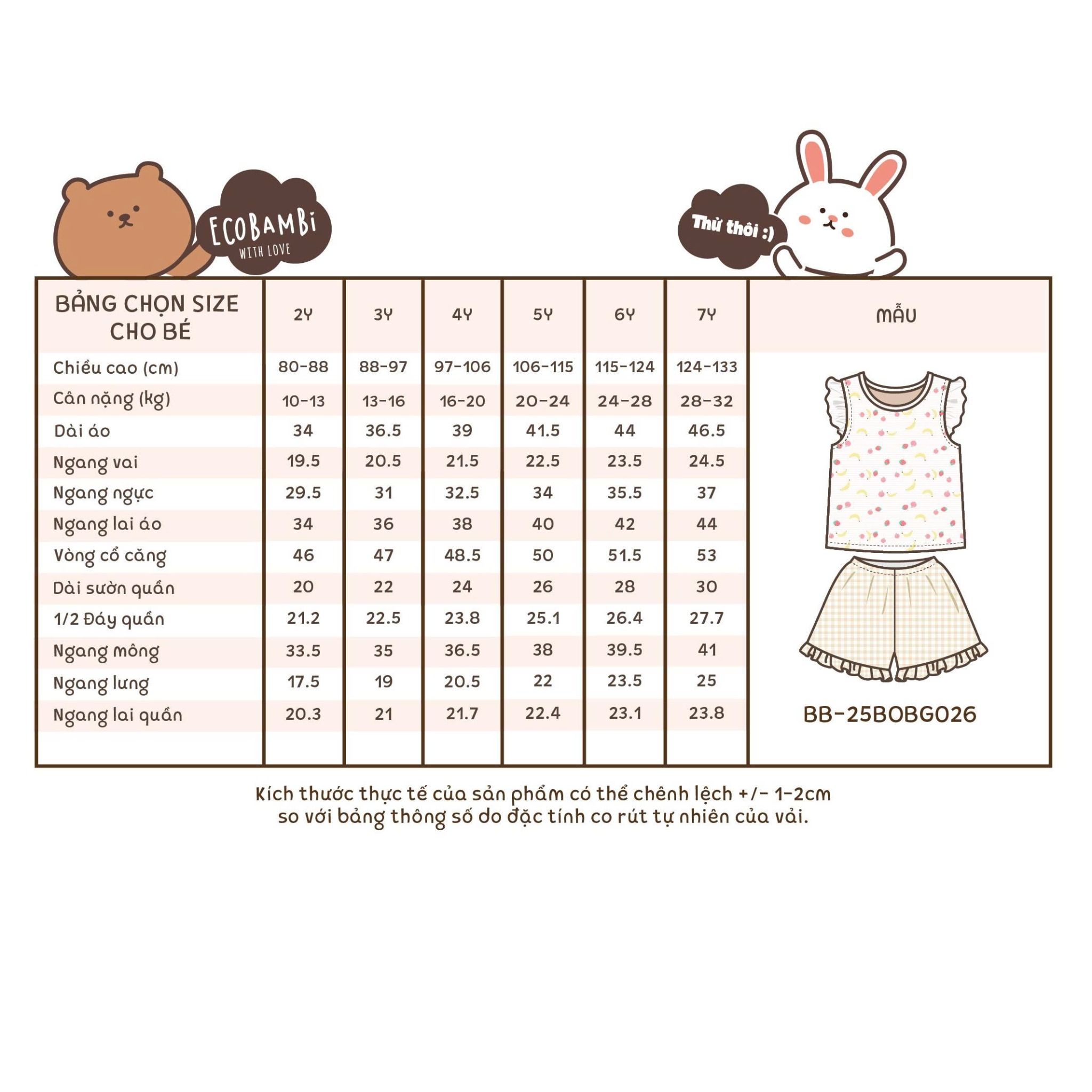  Bộ thun áo cánh tiên - quần shorts caro phối bèo bé gái ECOBAMBI - 8935334000391 