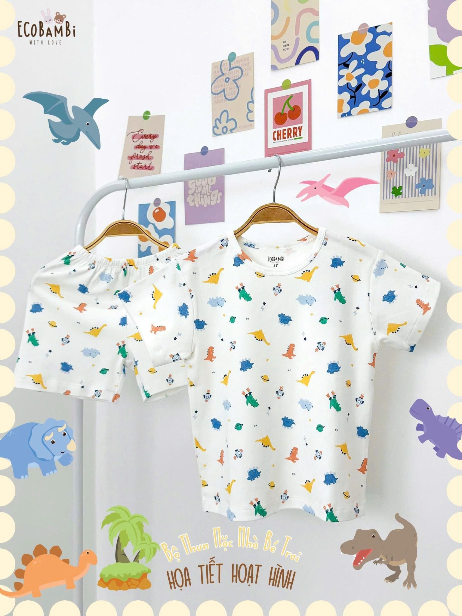  Bộ thun petit tay ngắn, quần shorts họa tiết bé trai - 8935334000872 