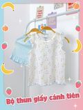  Bộ thun áo cánh tiên - quần shorts caro phối bèo bé gái ECOBAMBI - 8935334000391 