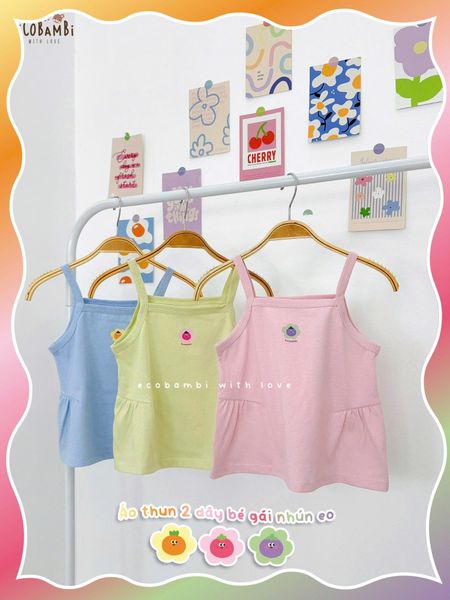  Áo thun xược 2 dây nhún phồng bé gái ECOBAMBI - 8935334002036 