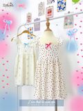  Đầm thun jacquard cotton vai bèo cánh tiên dáng xòe bé gái ECOBAMBI - 8935334002043 