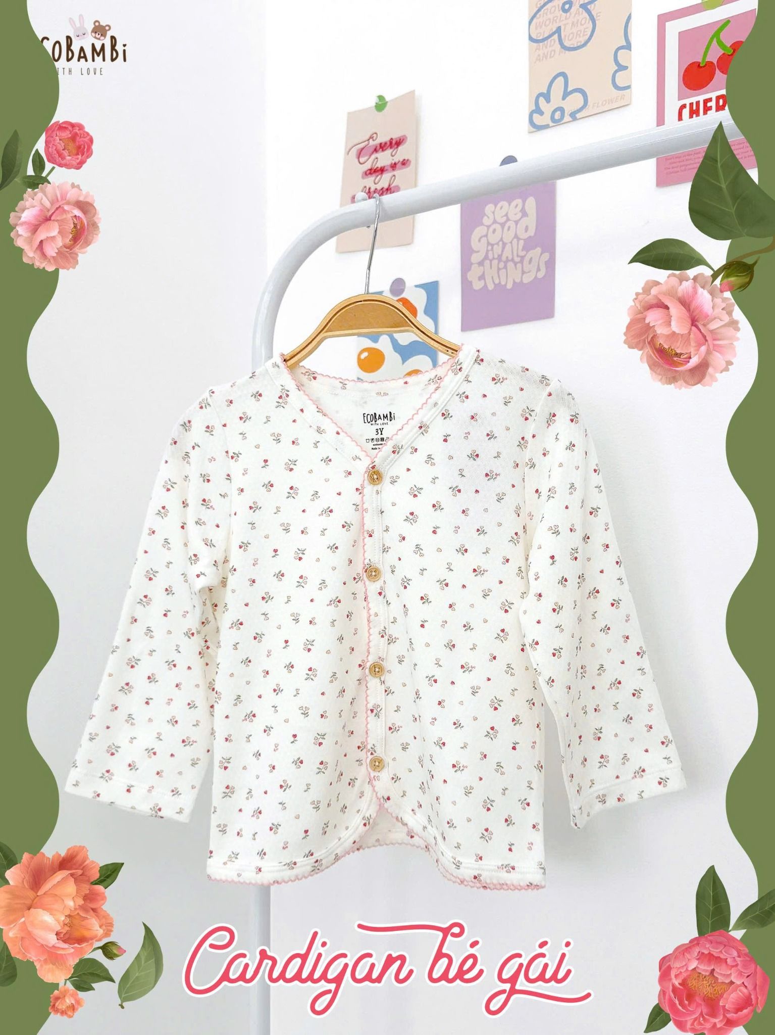  Cardigan thun waffle hoa nhí bé gái - BB-23AKBG046 - 8935334001329 