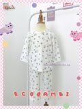  Bộ thun rib cotton họa tiết tay lỡ - quần lửng bé gái ECOBAMBI - 8935334002166 