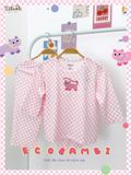  Bộ thun rib cotton họa tiết tay lỡ - quần lửng bé gái ECOBAMBI - 8935334002166 
