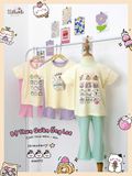  Bộ thun quần ống loe caro - áo tay ngắn bé gái - 8935334001213 