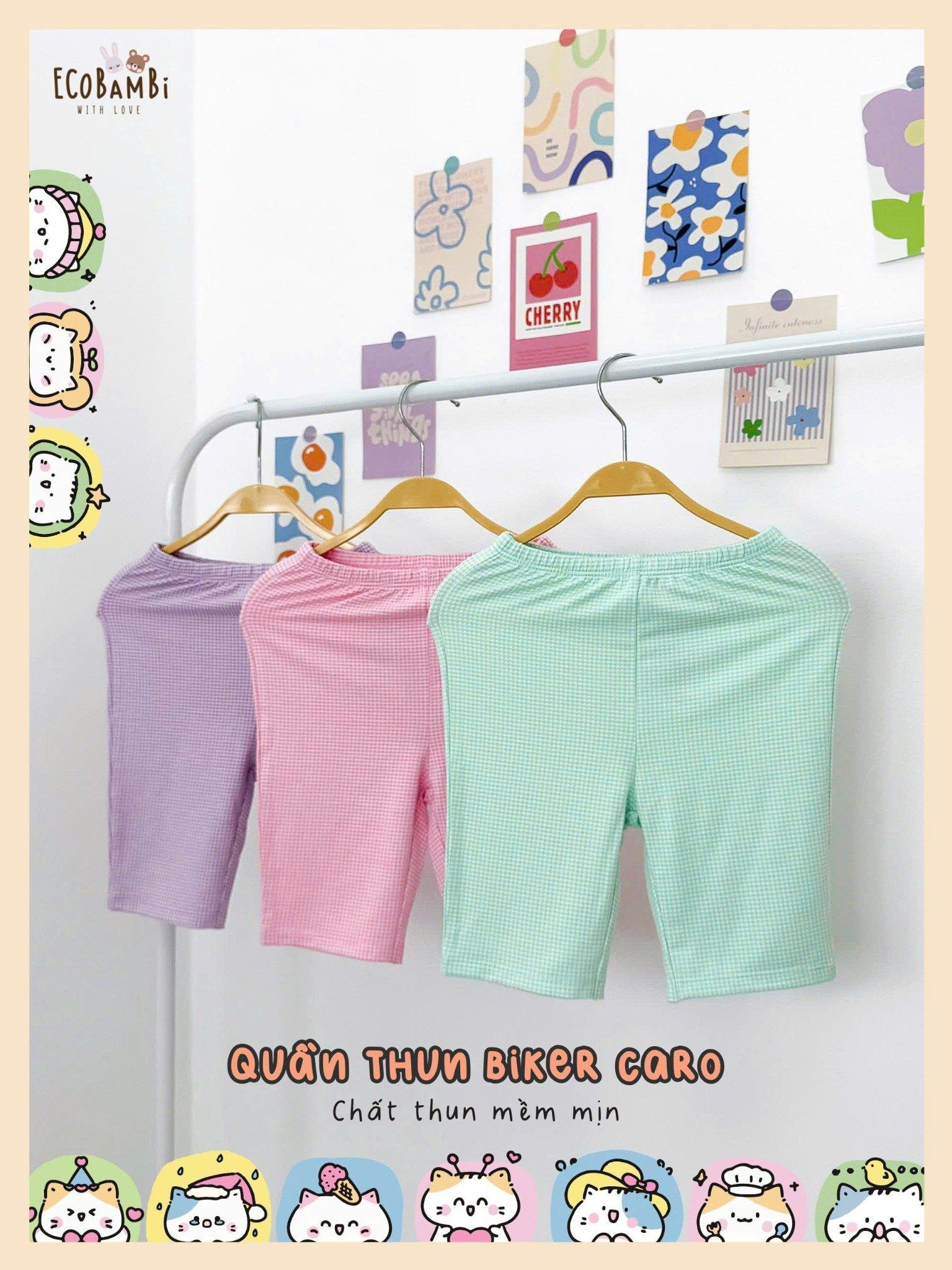  Quần biker thun caro bé gái - 8935334002173 