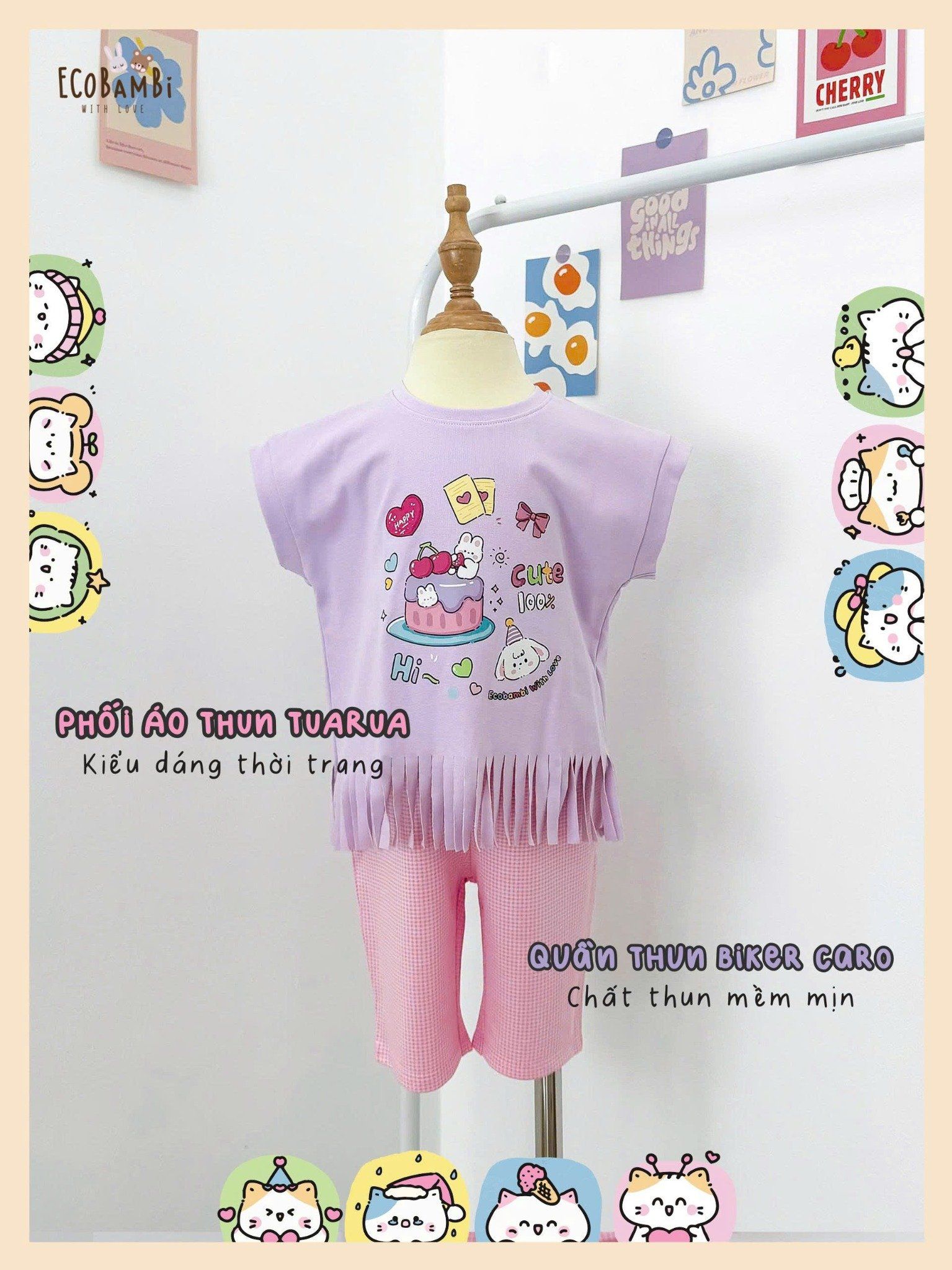  Quần biker thun caro bé gái - 8935334002173 