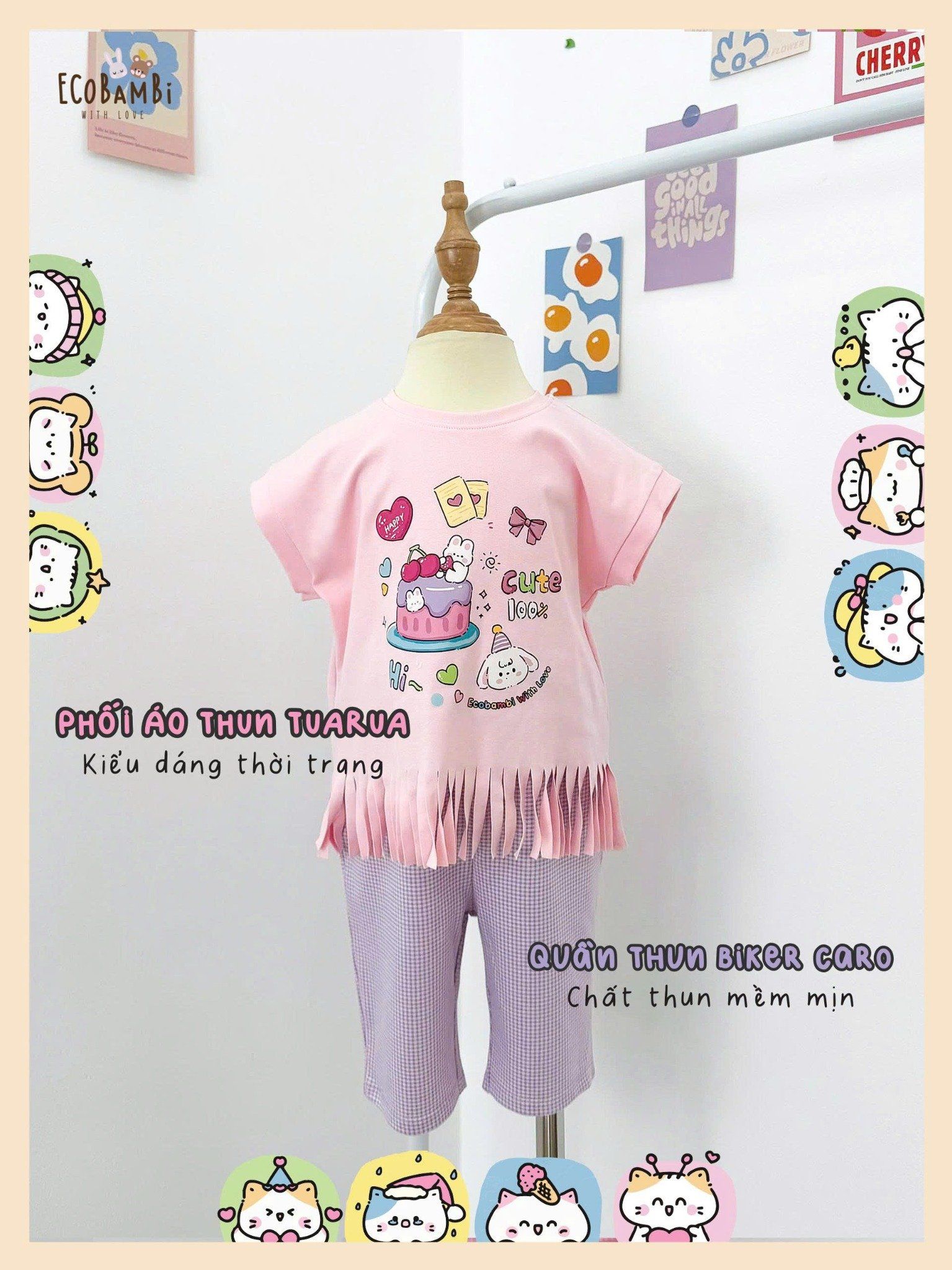  Quần biker thun caro bé gái - 8935334002173 