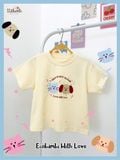  Áo thun unisex dáng ngắn màu kem in họa tiết cho bé - 8935334000360 