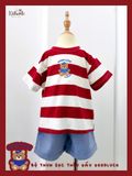  Bộ áo thun sọc phối quần shorts unisex ECOBAMBI - 8935334002241 