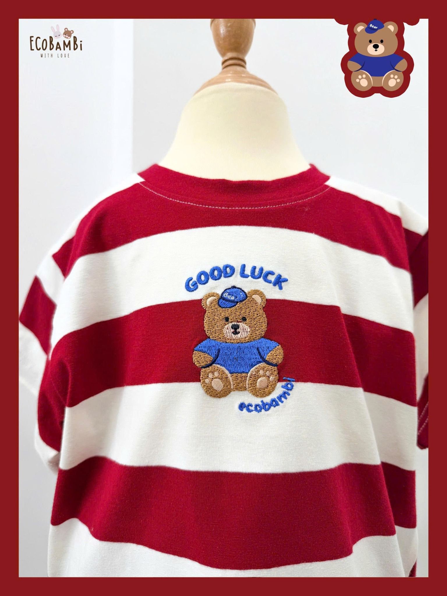  Bộ áo thun sọc phối quần shorts unisex ECOBAMBI - 8935334002241 