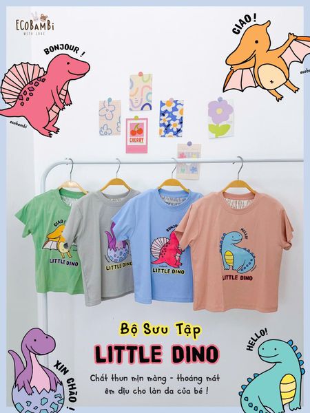  Bộ khủng long cute quần shorts unisex ECOBAMBI - 8935334002258 