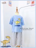  Bộ thun khủng long thun mịn - quần thô lửng bé trai ECOBAMBI - 8935334002265 