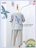 Bộ thun khủng long thun mịn - quần thô lửng bé trai ECOBAMBI - 8935334002265 