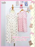  Đầm thun jacquard sát nách phối bèo bé gái ECOBAMBI - BB-24DAMBG041 - 8935334001848 