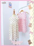  Đầm thun jacquard sát nách phối bèo bé gái ECOBAMBI - BB-24DAMBG041 - 8935334001848 