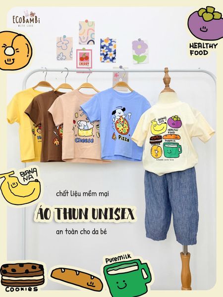  Aó thun tay ngắn form lửng unisex ECOBAMBI - 8935334000360 