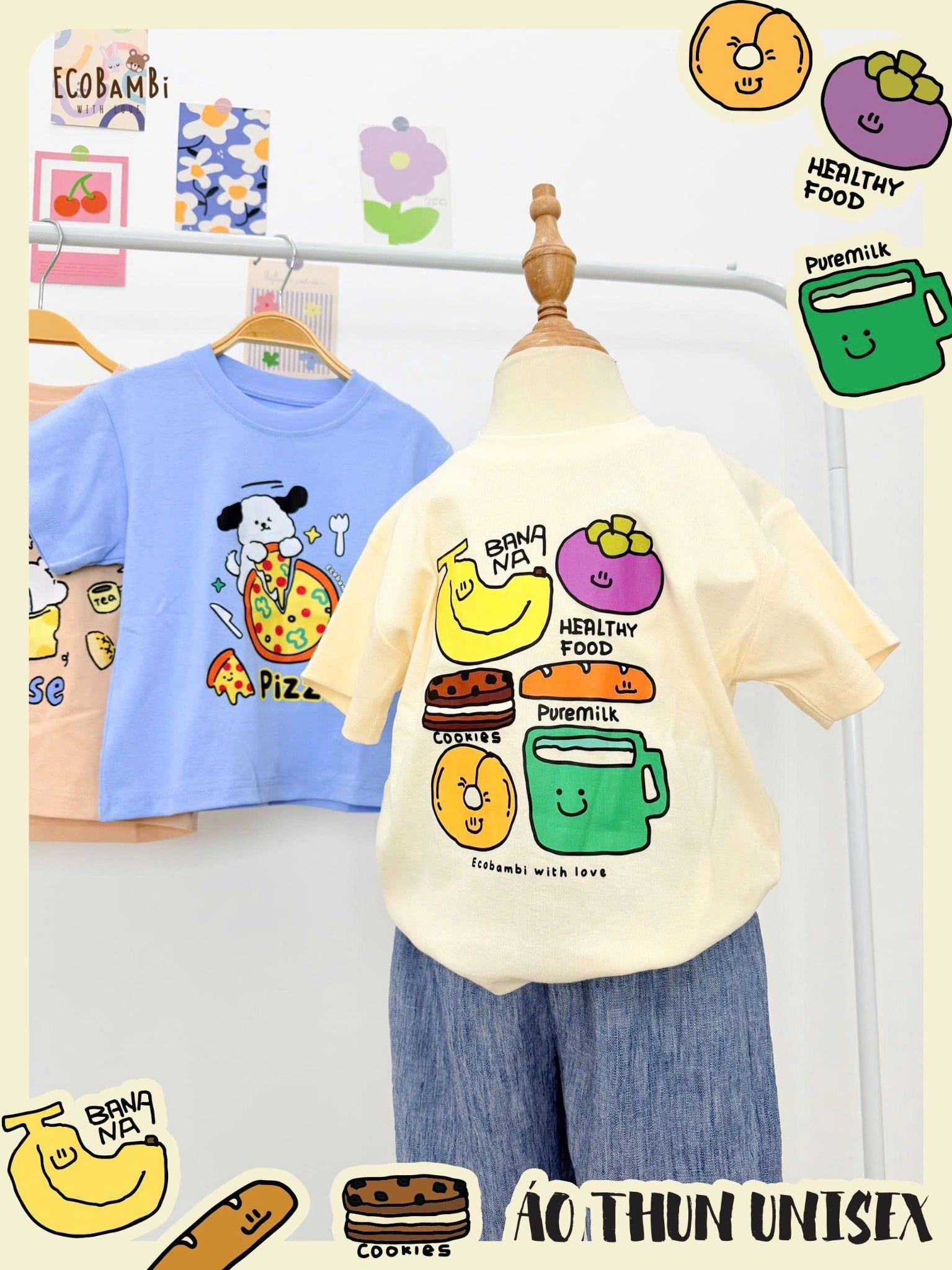  Aó thun tay ngắn form lửng unisex ECOBAMBI - 8935334000360 