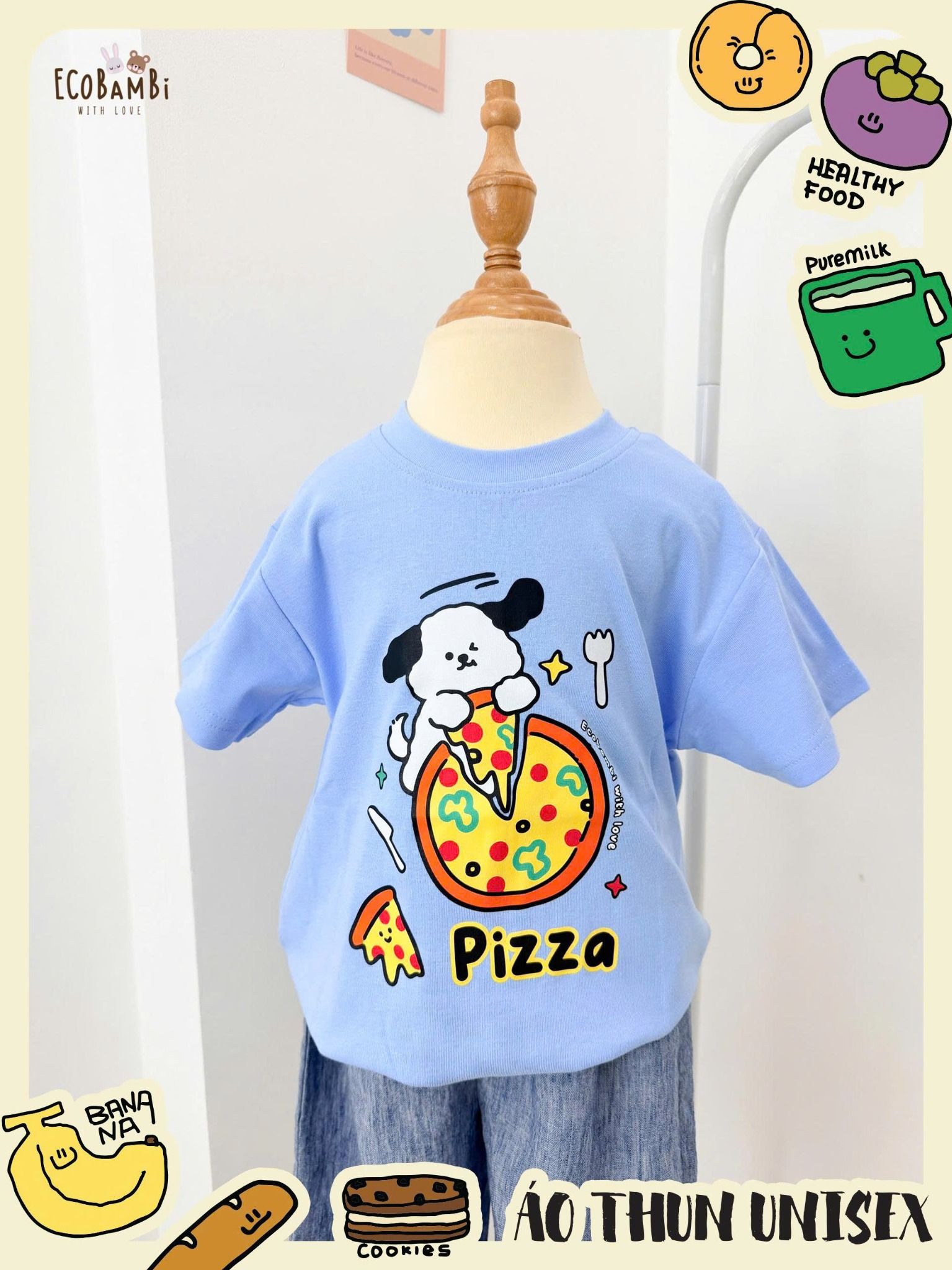  Aó thun tay ngắn form lửng unisex ECOBAMBI - 8935334000360 