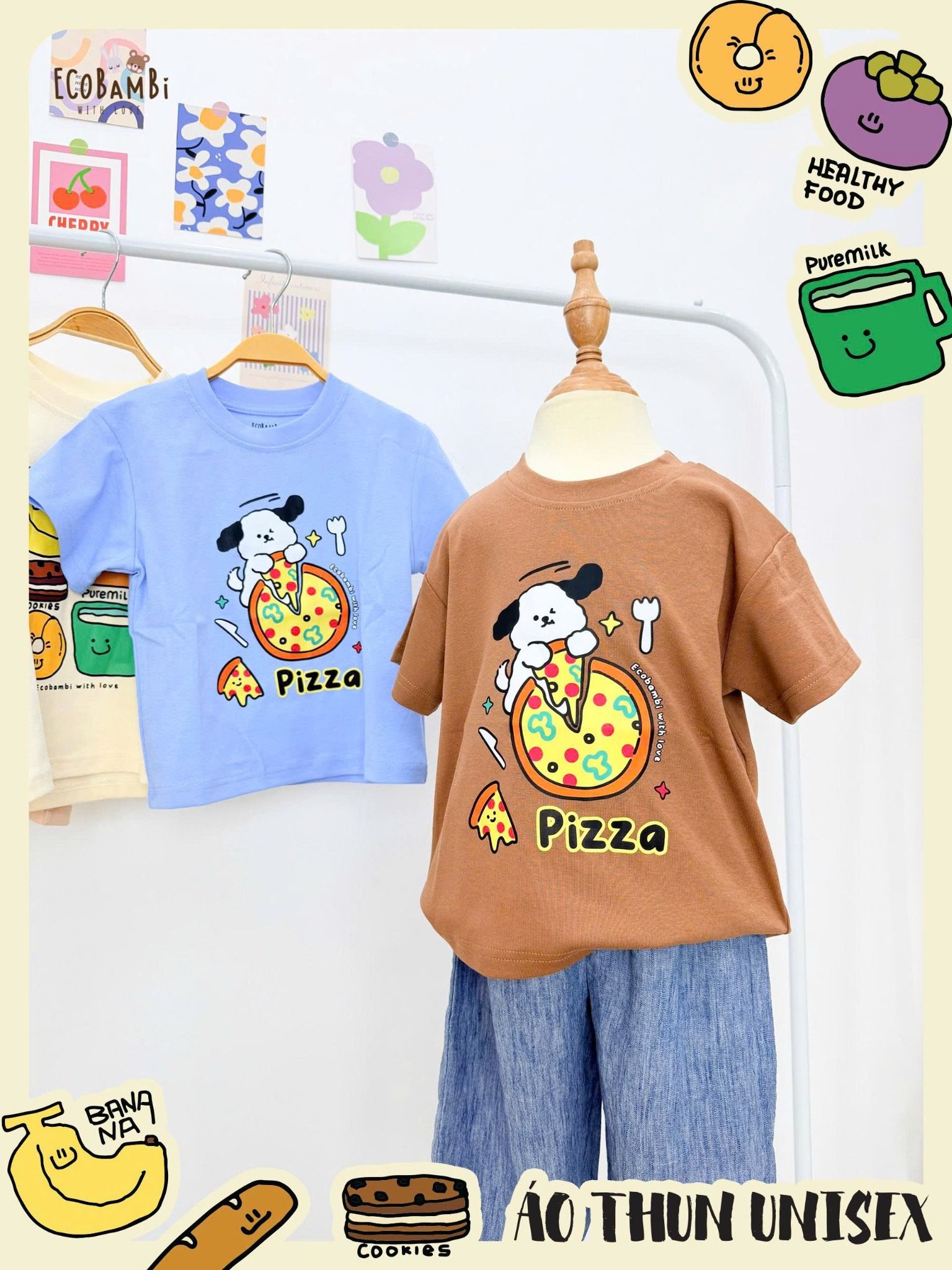  Aó thun tay ngắn form lửng unisex ECOBAMBI - 8935334000360 