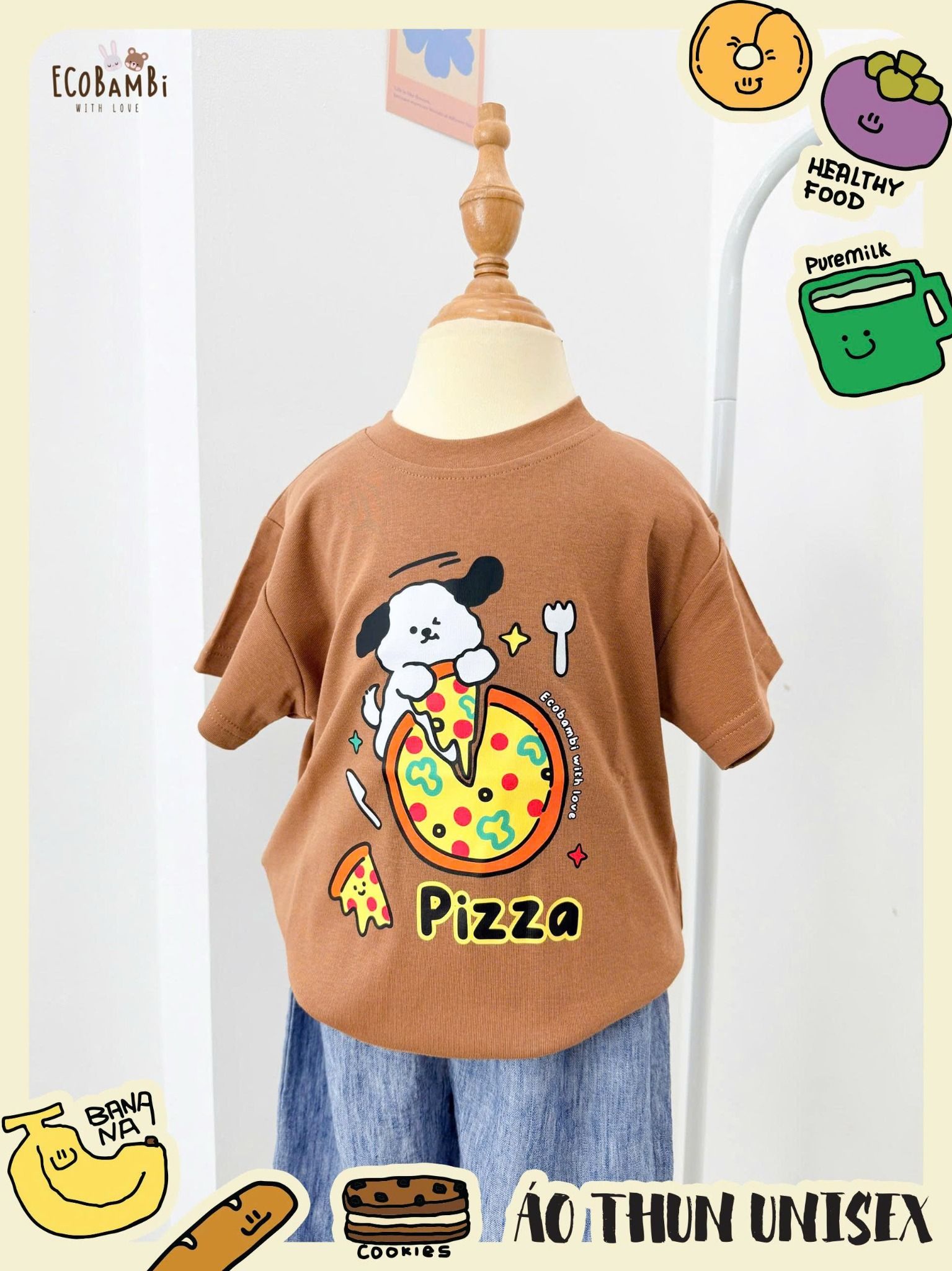  Aó thun tay ngắn form lửng unisex ECOBAMBI - 8935334000360 