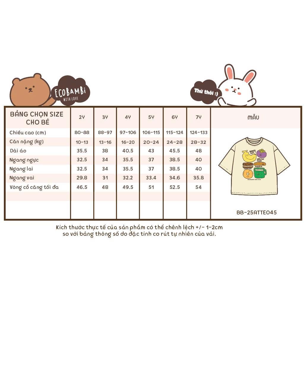  Aó thun tay ngắn form lửng unisex ECOBAMBI - 8935334000360 