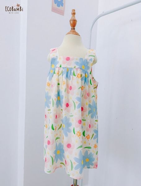  Đầm thô cotton 2 dây bản to bé gái ECOBAMBI - 8935334002357 