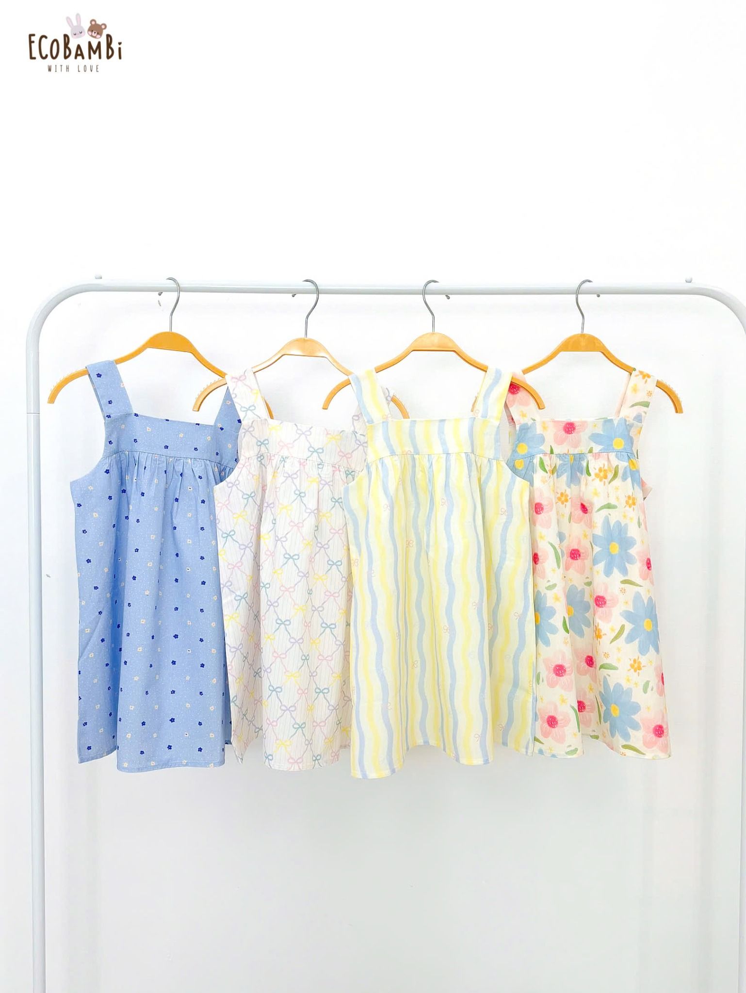  Đầm thô cotton 2 dây bản to bé gái ECOBAMBI - 8935334002357 
