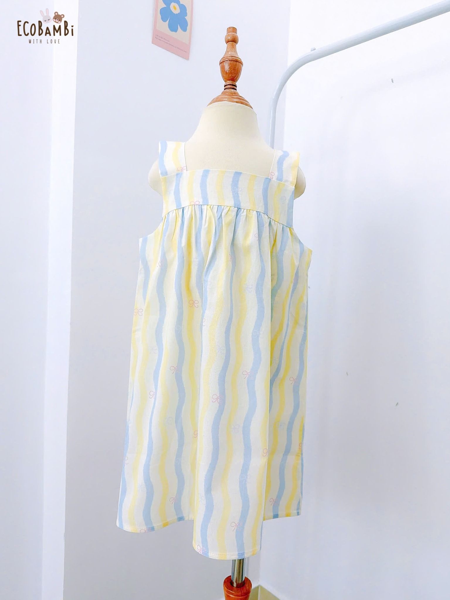  Đầm thô cotton 2 dây bản to bé gái ECOBAMBI - 8935334002357 