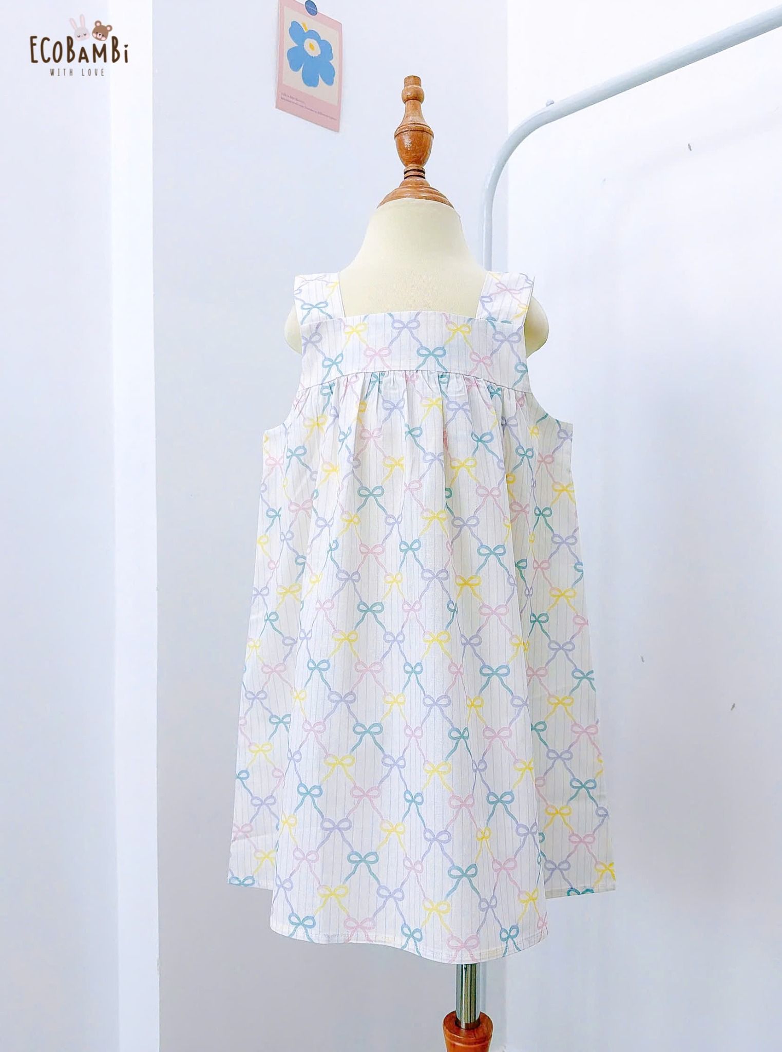  Đầm thô cotton 2 dây bản to bé gái ECOBAMBI - 8935334002357 