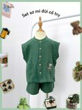  Set sơ mi đũi cổ trụ - vai liền bé trai ECOBAMBI - 8935334002272 