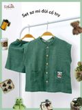  Set sơ mi đũi cổ trụ - vai liền bé trai ECOBAMBI - 8935334002272 