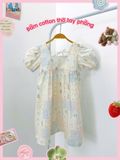  Đầm thô cotton tay phồng cổ vuông bé gái ECOBAMBI - 8935334002326 