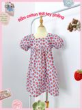  Đầm thô cotton tay phồng cổ vuông bé gái ECOBAMBI - 8935334002326 