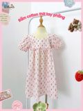  Đầm thô cotton tay phồng cổ vuông bé gái ECOBAMBI - 8935334002326 