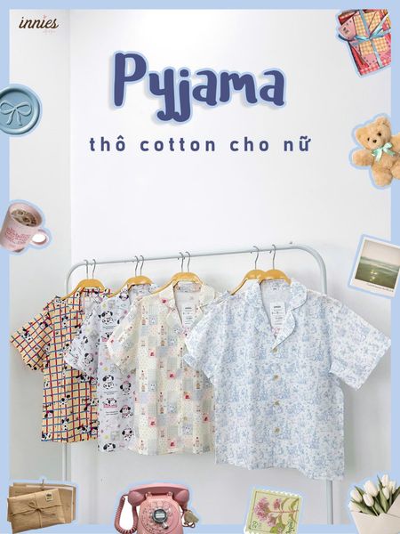  Pyjama cotton thô quần shorts nữ Innies - 8935334001138 