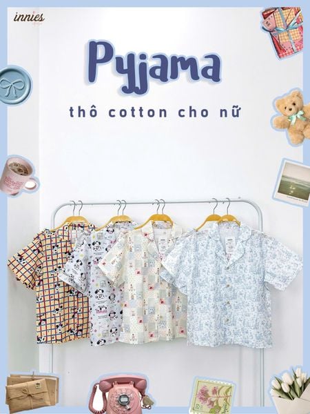  Pyjama cotton thô quần shorts nữ Innies - 8935334001138 