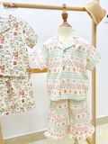  Pyjama cotton thô quần lửng bé gái ECOBAMBI - 8935334001855 