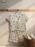  Pyjama cotton thô quần lửng bé gái ECOBAMBI - 8935334001855 
