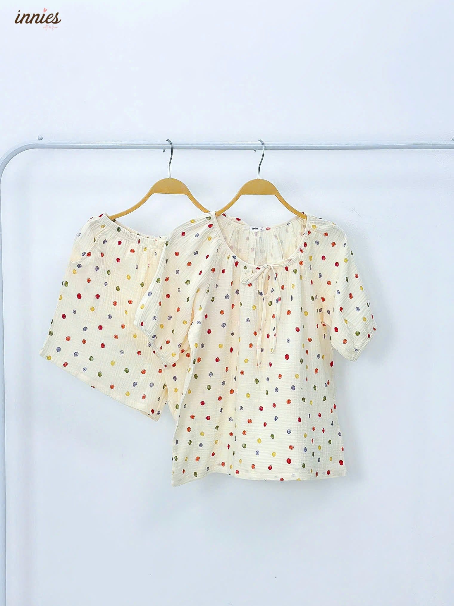  Bộ muslin tay lỡ - quần shorts nữ Innies - 8935334001145 