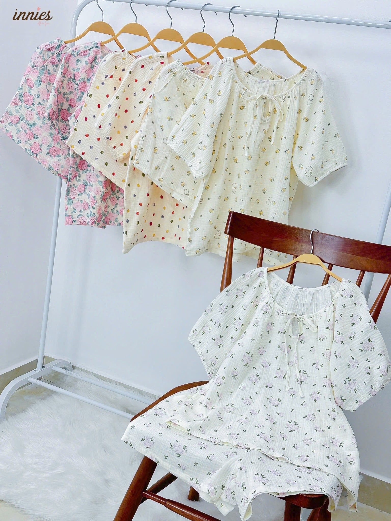  Bộ muslin tay lỡ - quần shorts nữ Innies - 8935334001145 